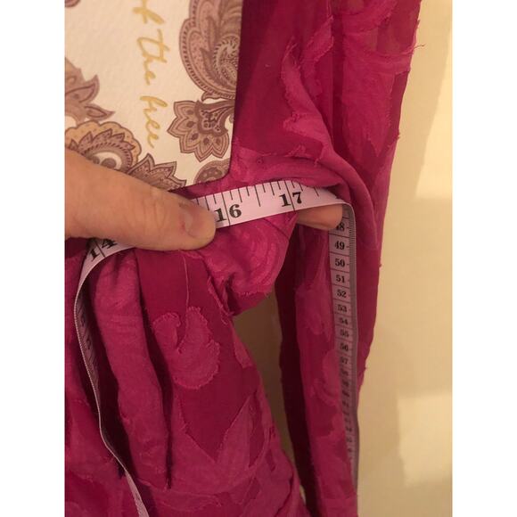 Band of Gypsies NWT Kiss Me Fuschia Peplum Boho Tie Back Mini Dress Size XS - Picture 10 of 13